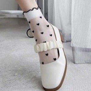 Baby Doll socks white with black hearts NEW with tags